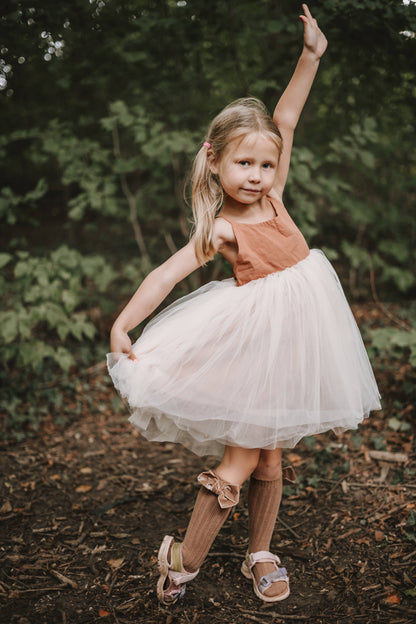 Annie & Charles® organic linen tulle dress: Greenery
