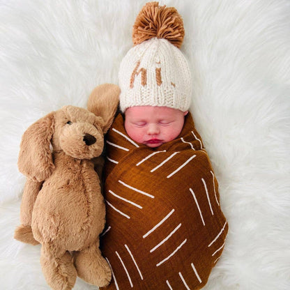 Hi. Pecan Hand Knit Beanie Hat Baby & Kids: XS (newborn)