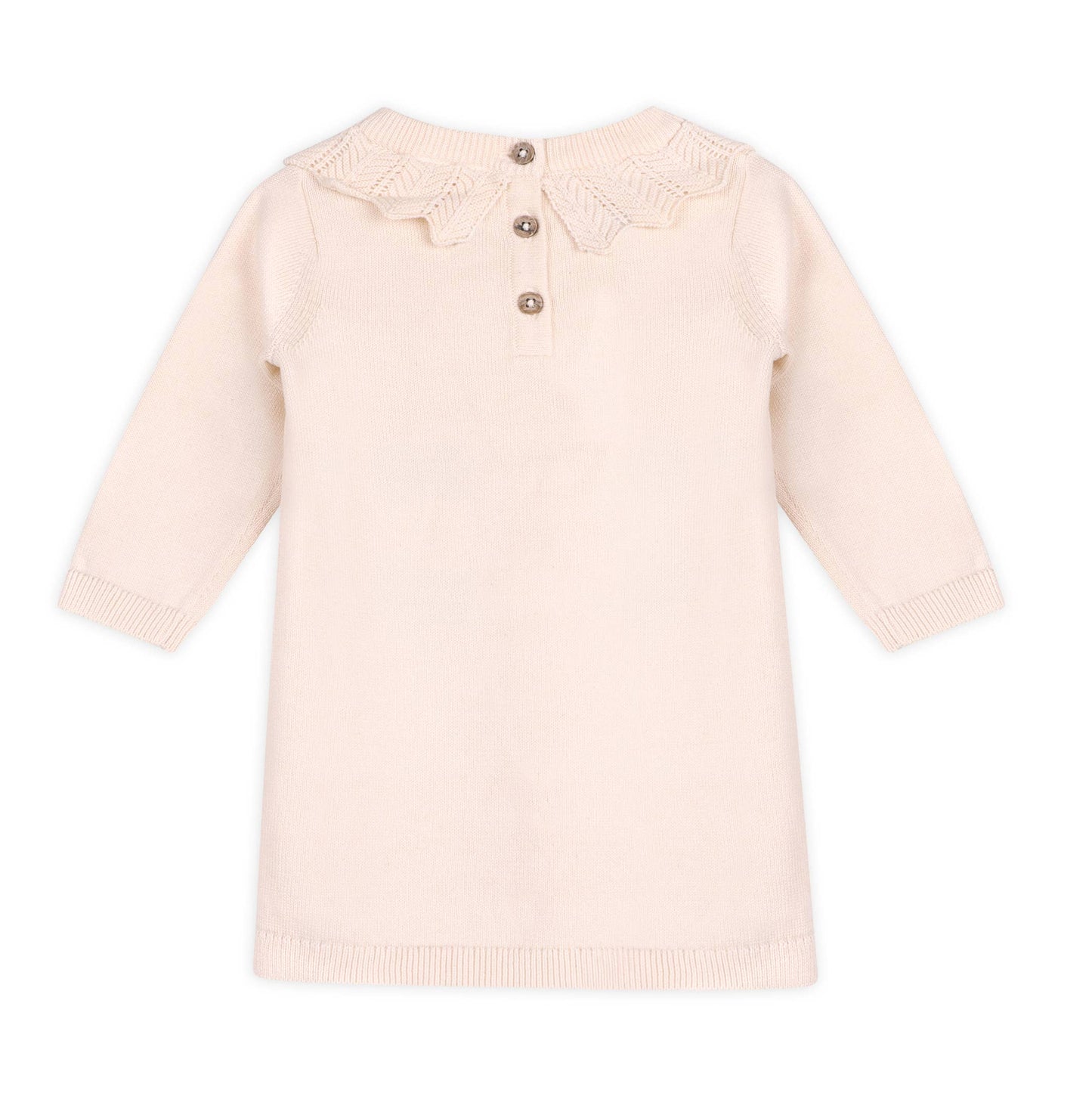 Emma Floral Embroidered Knit Baby Ruffle Dress (Organic): Natural / 6-12M