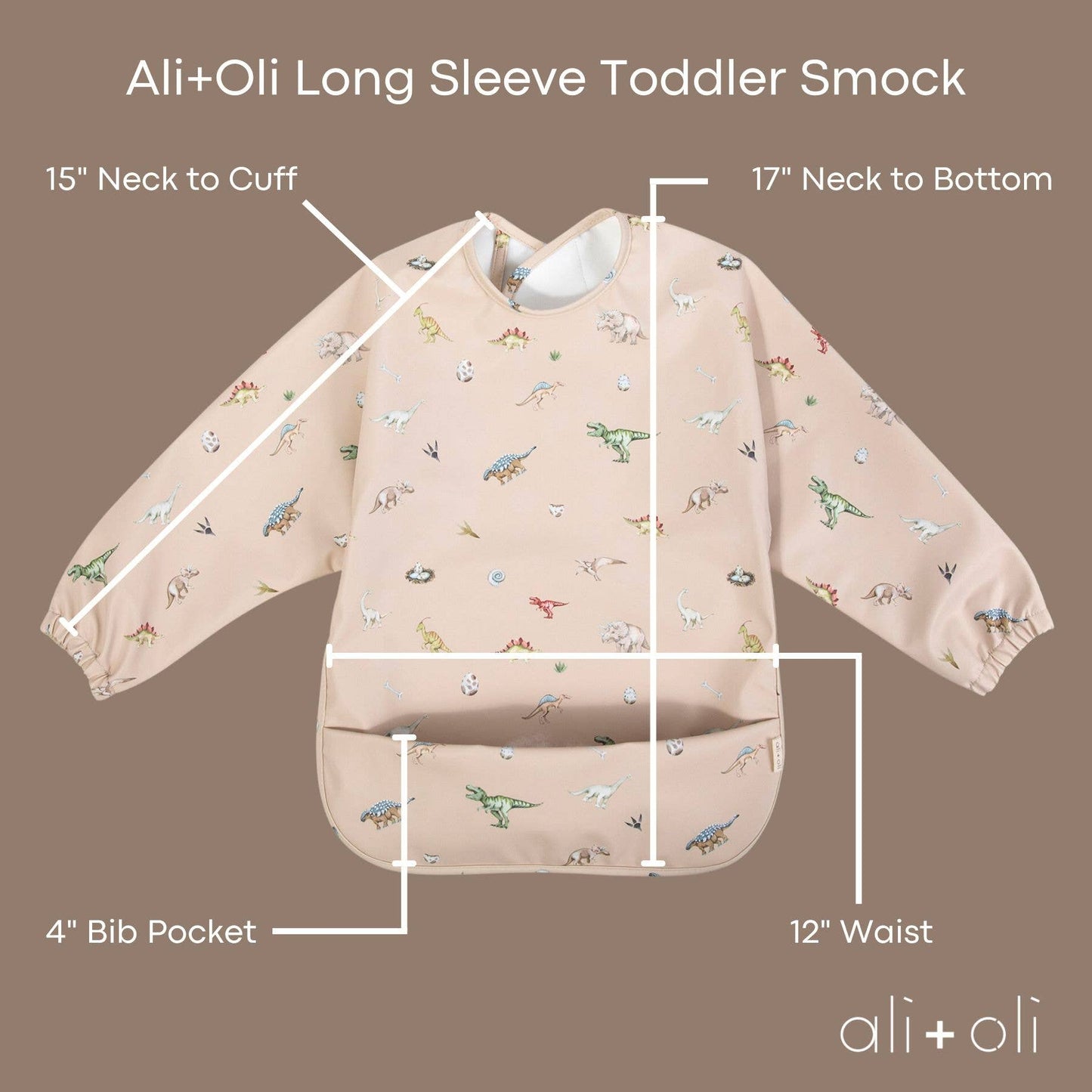 Smock Bib (2-pc) Long & Short Sleeve Set (Dino-Mint)