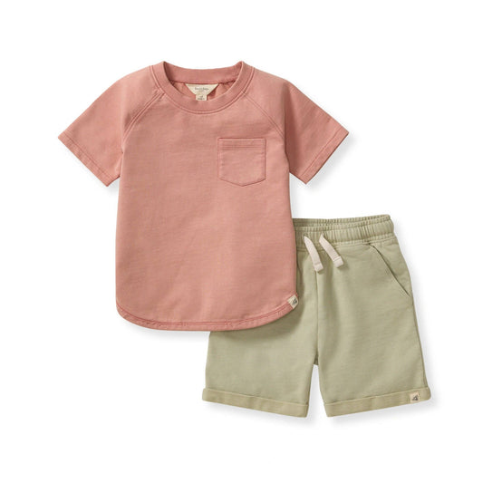 Acid Wash Pocket Tee & Shorts Set: 2T