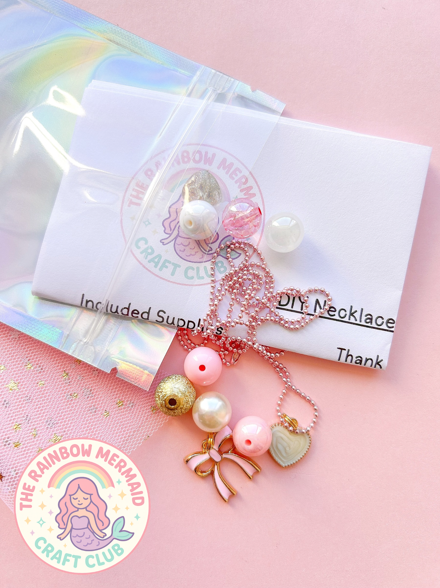 DIY Necklace Making Kit: Heart and Bow (Makes 1 Necklace)