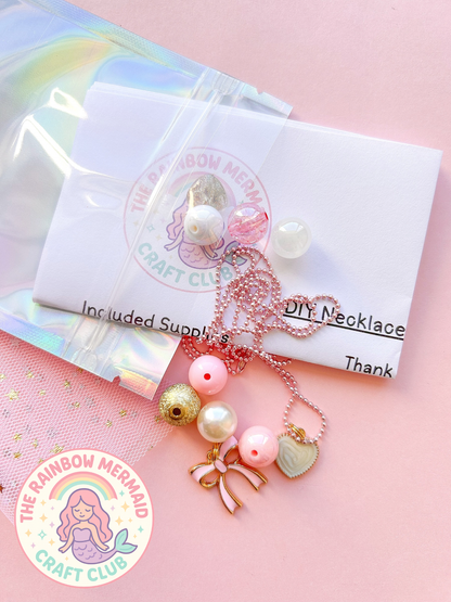 DIY Necklace Making Kit: Heart and Bow (Makes 1 Necklace)