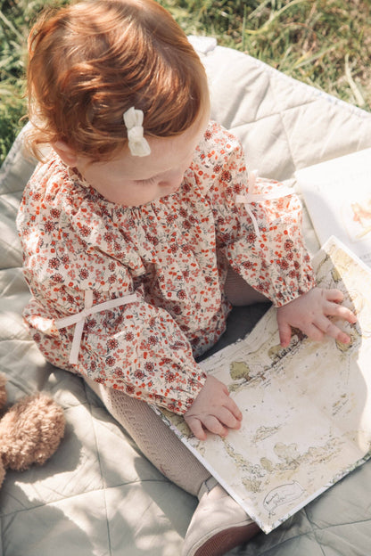 Autumn Floral/Bow Long Sleeve Romper