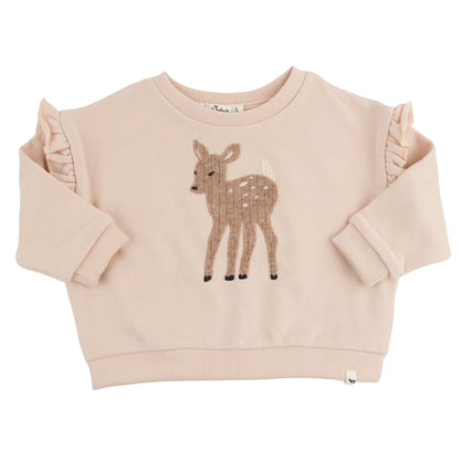 Deer Applique Millie Slouch: Pale Pink / 4-5 yr