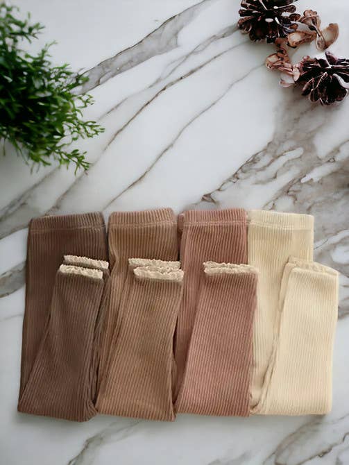 Annie & Charles® Organic Cotton Ruffle Leggings: Brown