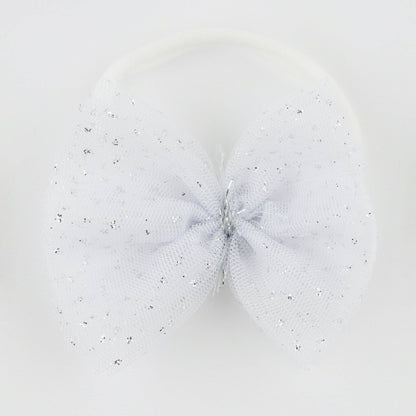 White/Silver Glinda Bow Nylon Headband