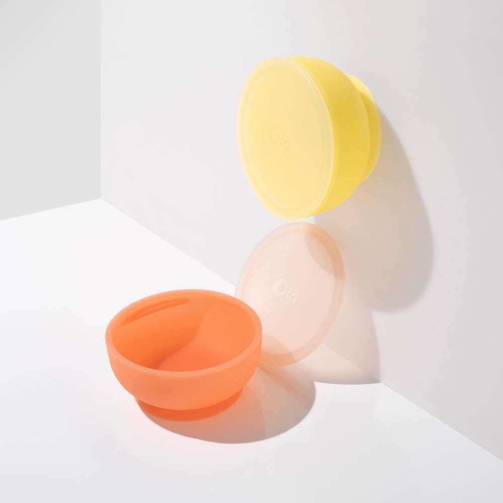 Silicone Suction Bowl with Lid: Lemon