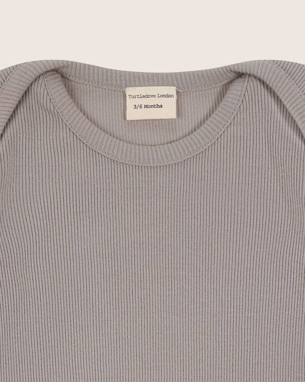 Grey Rib Bodysuit: Grey / 3-6 Months
