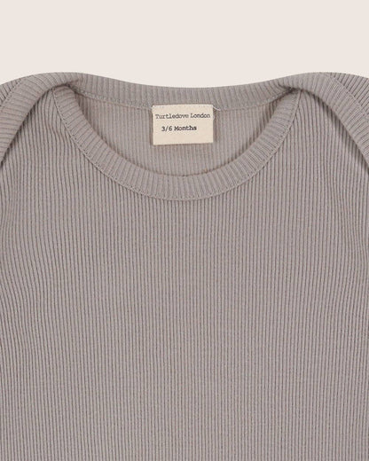 Grey Rib Bodysuit: Grey / 3-6 Months