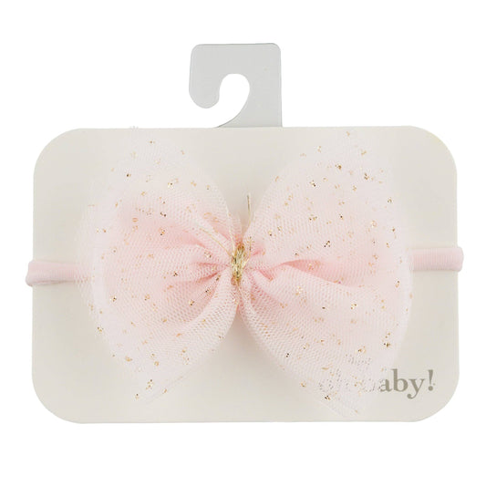 Light Pink/Gold Glinda Bow Nylon Headband