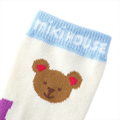 MIKI HOUSE Bear and Friends High Socks - Ivory