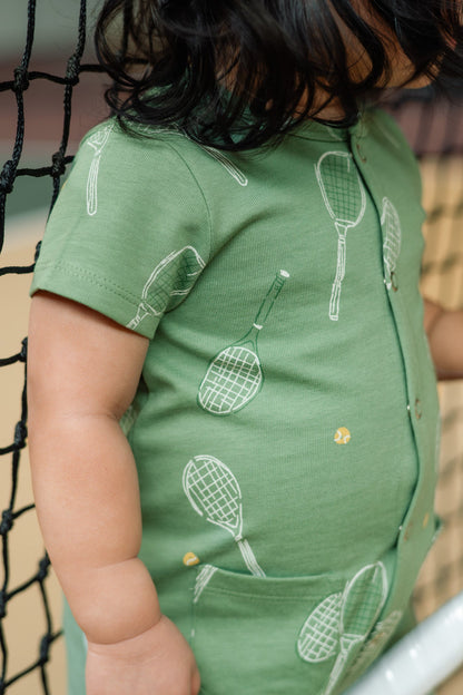 Short Sleeve Pocket Romper - Doubles Green