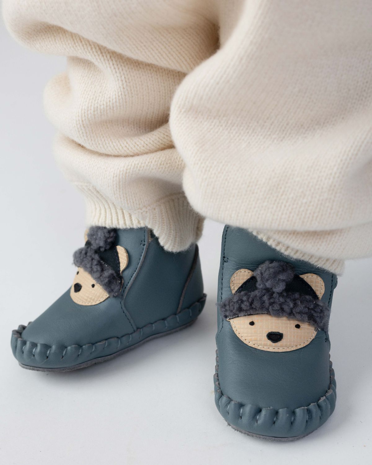 Junus Booties | Polar Bear | Blue Stone Leather - Blue Stone Leather