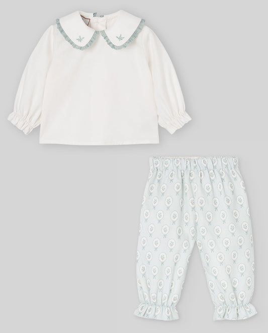 Set Woven Newborn Blouse + Trousers