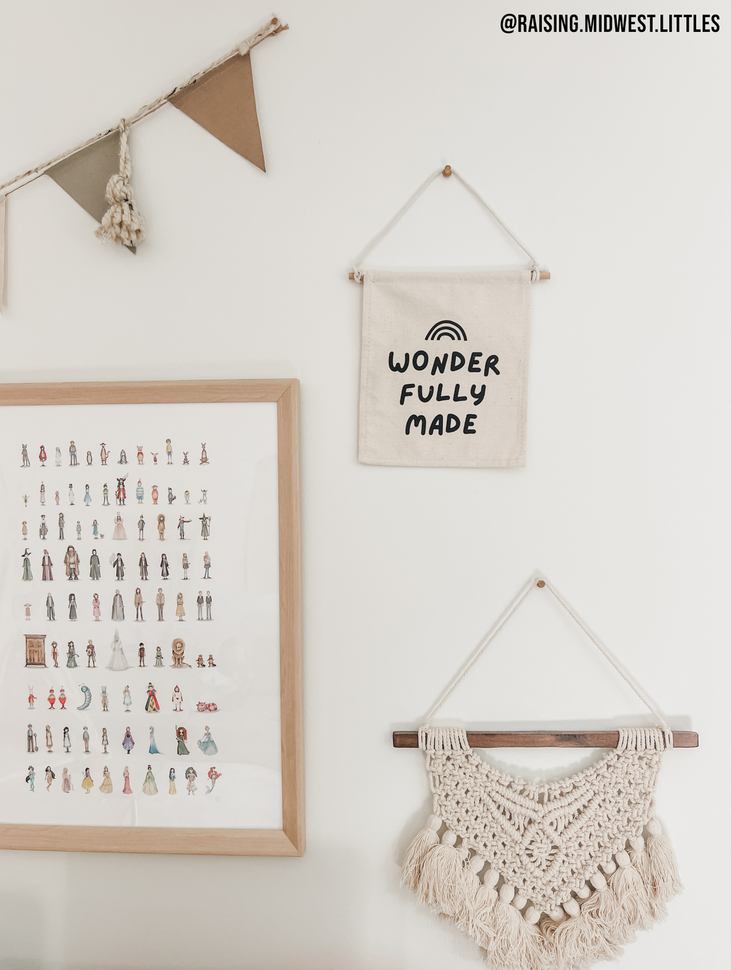 Wonderfully Made Canvas Hang Sign - Kids Nursery Wall Decor