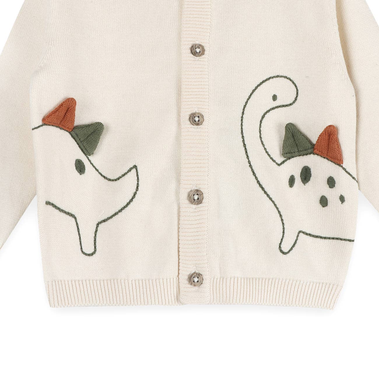 Dino 3D Embroidered Baby Knit Cardigan (Organic Cotton)