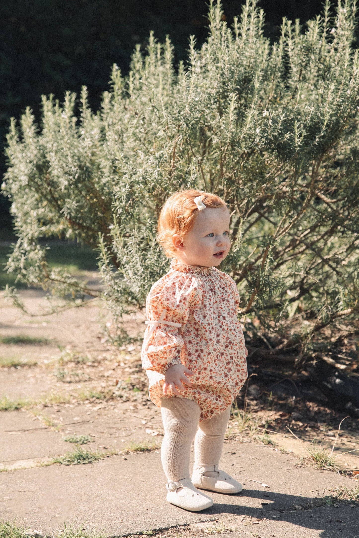 Autumn Floral/Bow Long Sleeve Romper: 18-24m