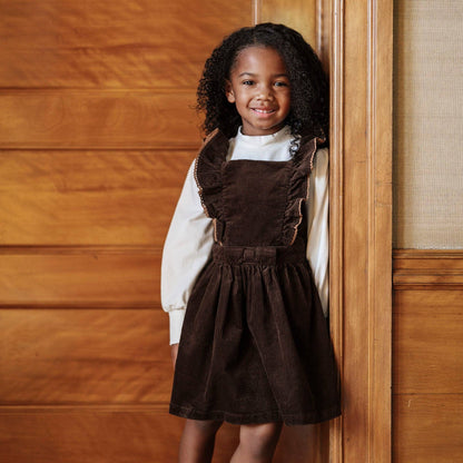 Organic Corduroy Ruffle Jumper: Chocolate
