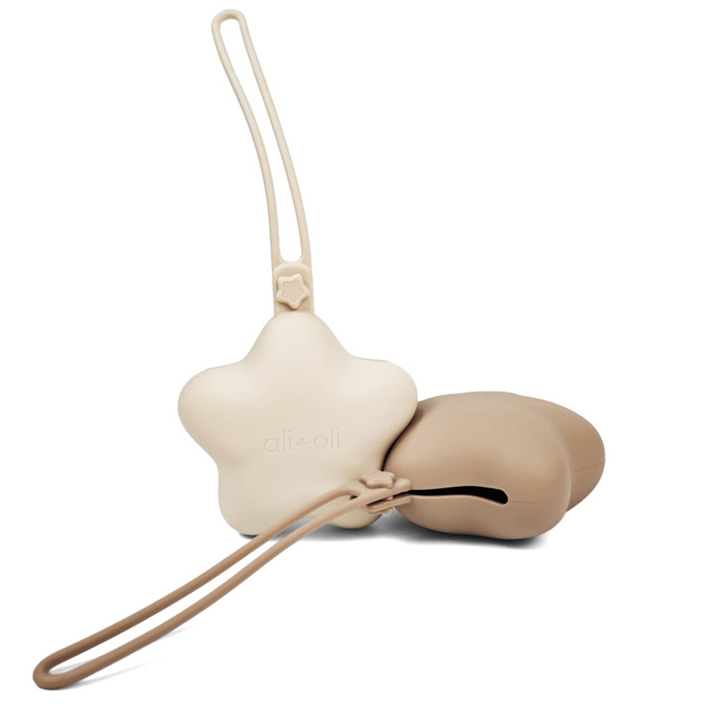 Ali+Oli Silicone Pacifier Case 2-pack Star (Taupe-Sand)