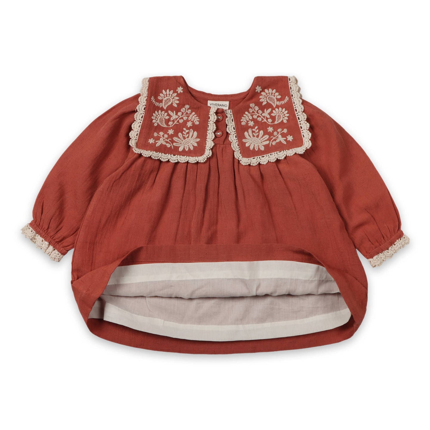 Sola Embroidered Collar Baby Dress & Bloomer -Organic: Sienna / 18-24M