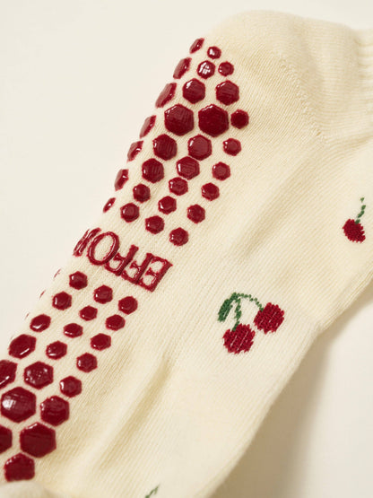🍒 Little Cherry Petal Grip Sock, Pilates Socks