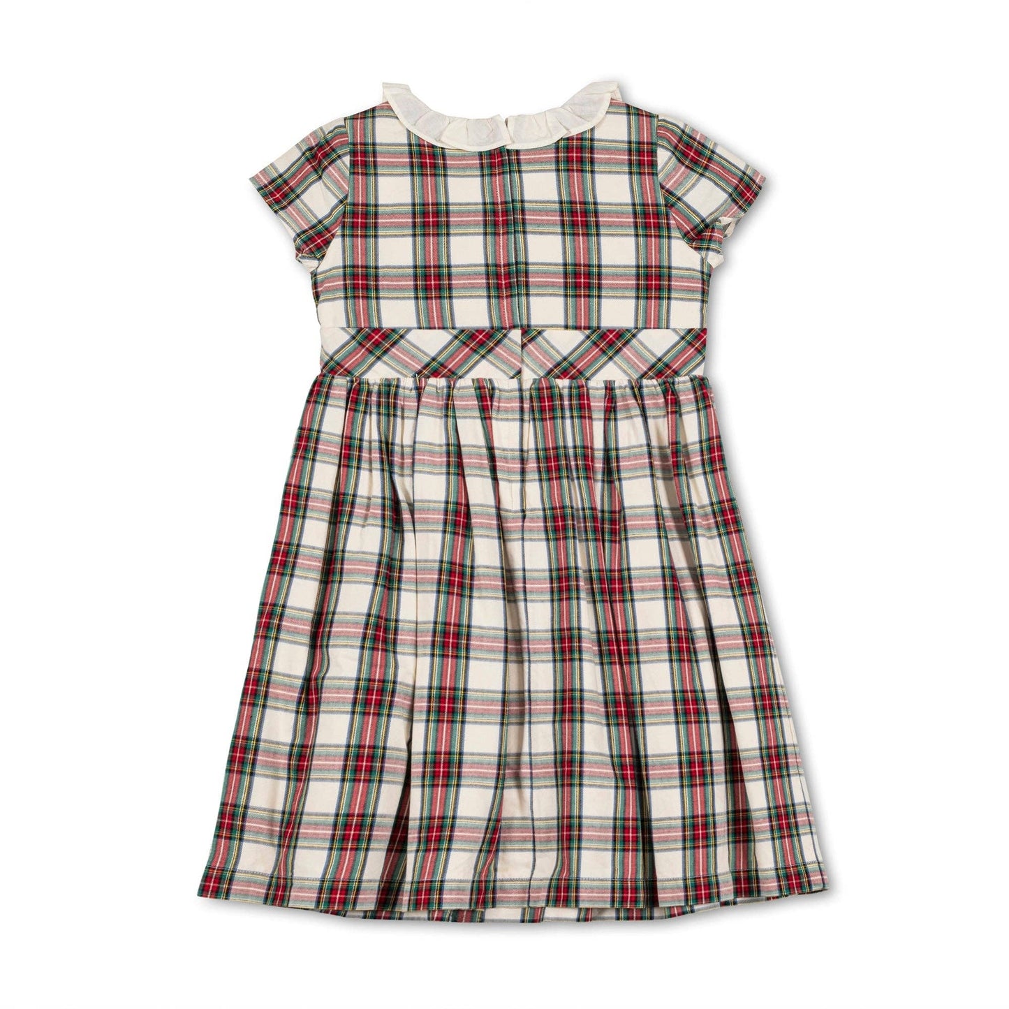 Ruffle Collar Organic Party Dress - Baby: Ivory Holiday Tartan / 18-24 Months