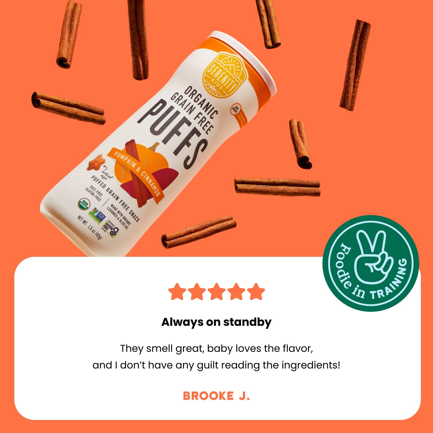 Pumpkin & Cinnamon Organic Grain Free Puffs (6 Cans)