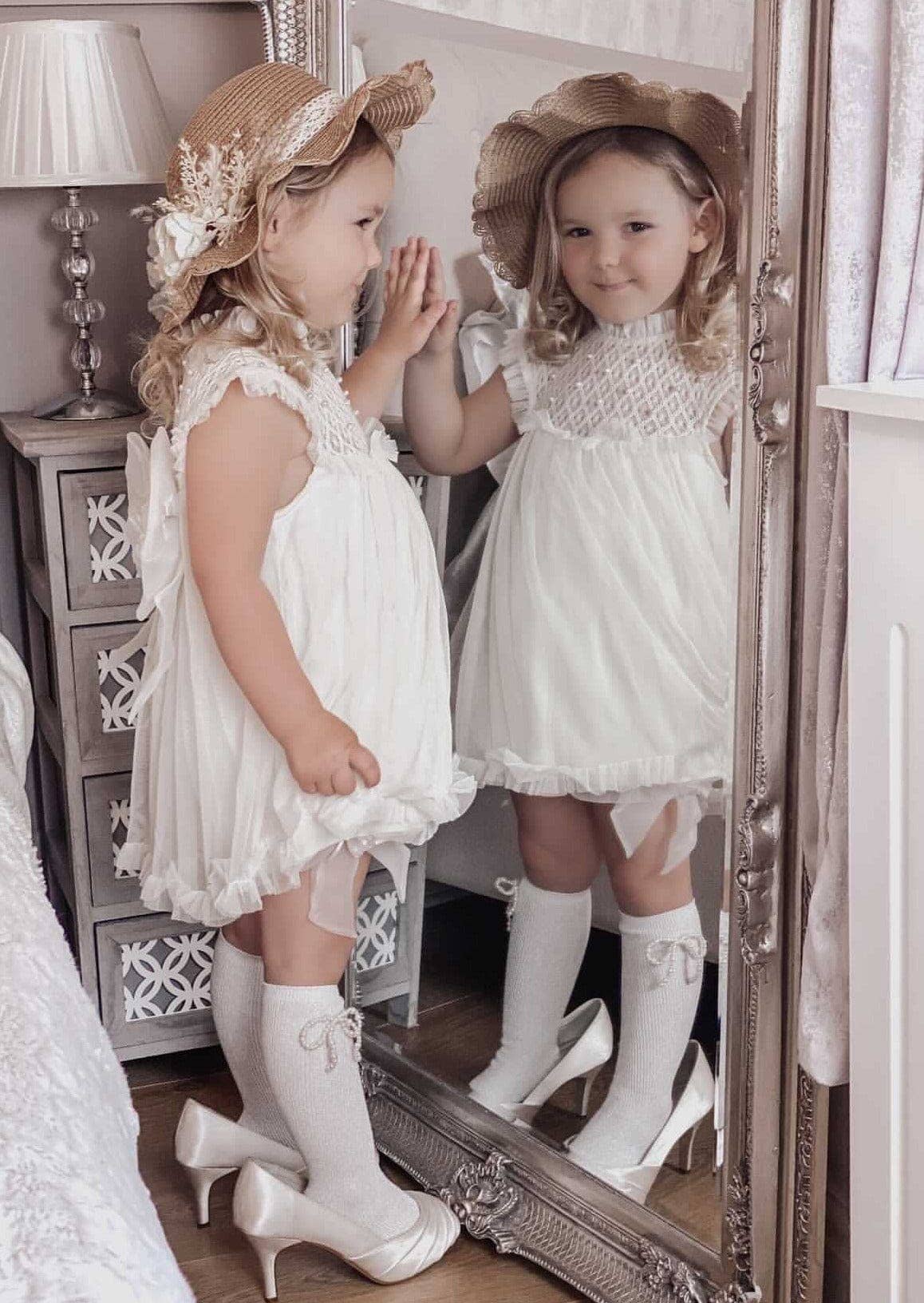 Bella Buttermilk Tulle Blouse and Bloomers Set: 6M