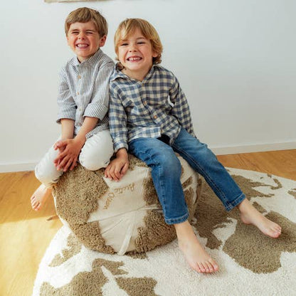 Pouf World Map Rugcycled