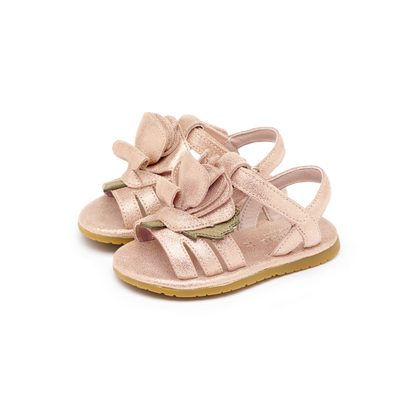 Tiyola Sandals | Rose | Powder Metallic Leather