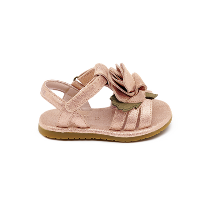 Tiyola Sandals | Rose | Powder Metallic Leather