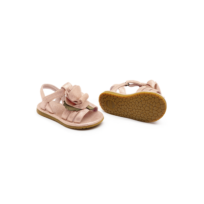 Tiyola Sandals | Rose | Powder Metallic Leather