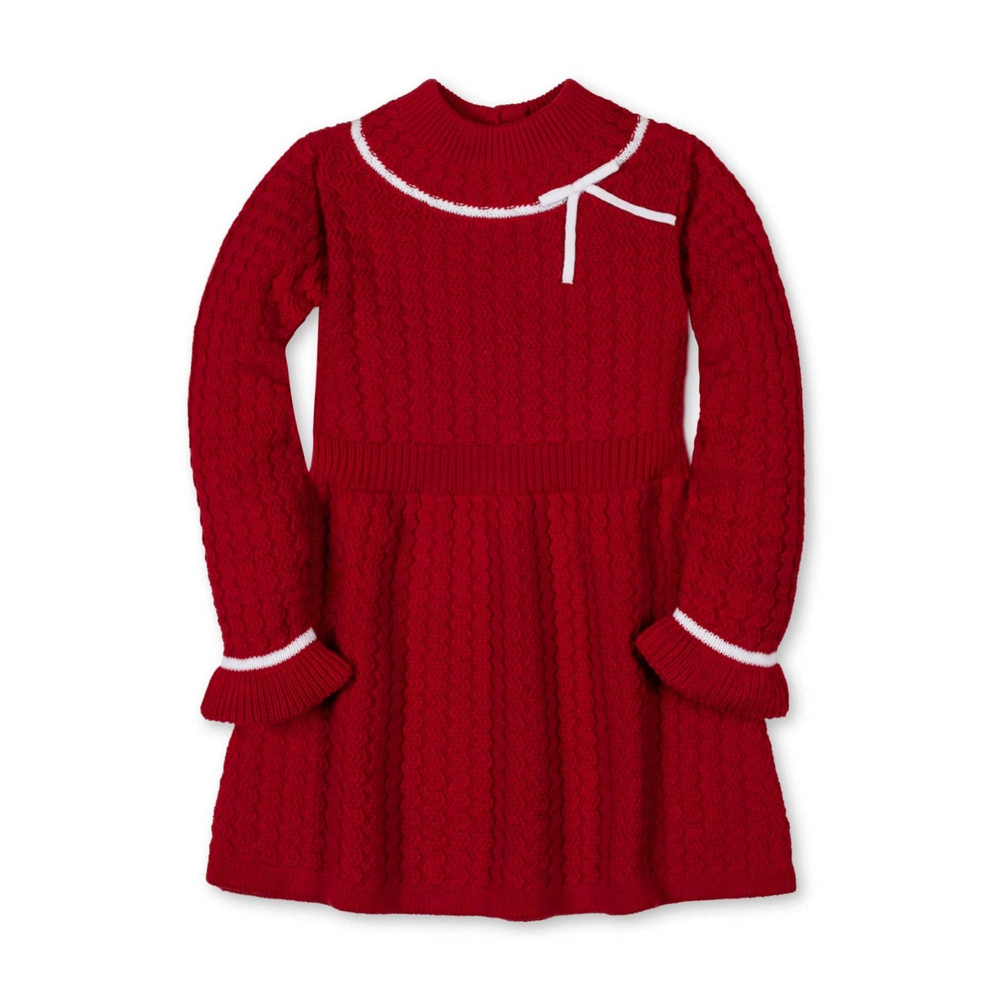 Organic Mock Neck Cable Sweater Dress: Red Cable / 3