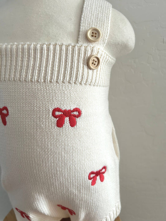 Red Bow Romper: 12-18M