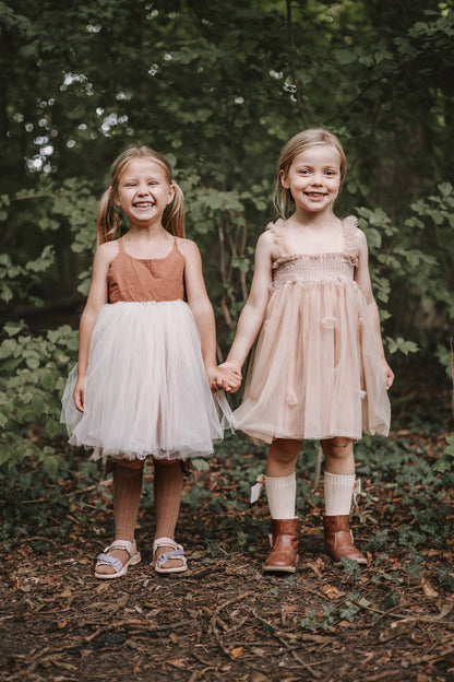 Annie & Charles® organic linen tulle dress: Apricot