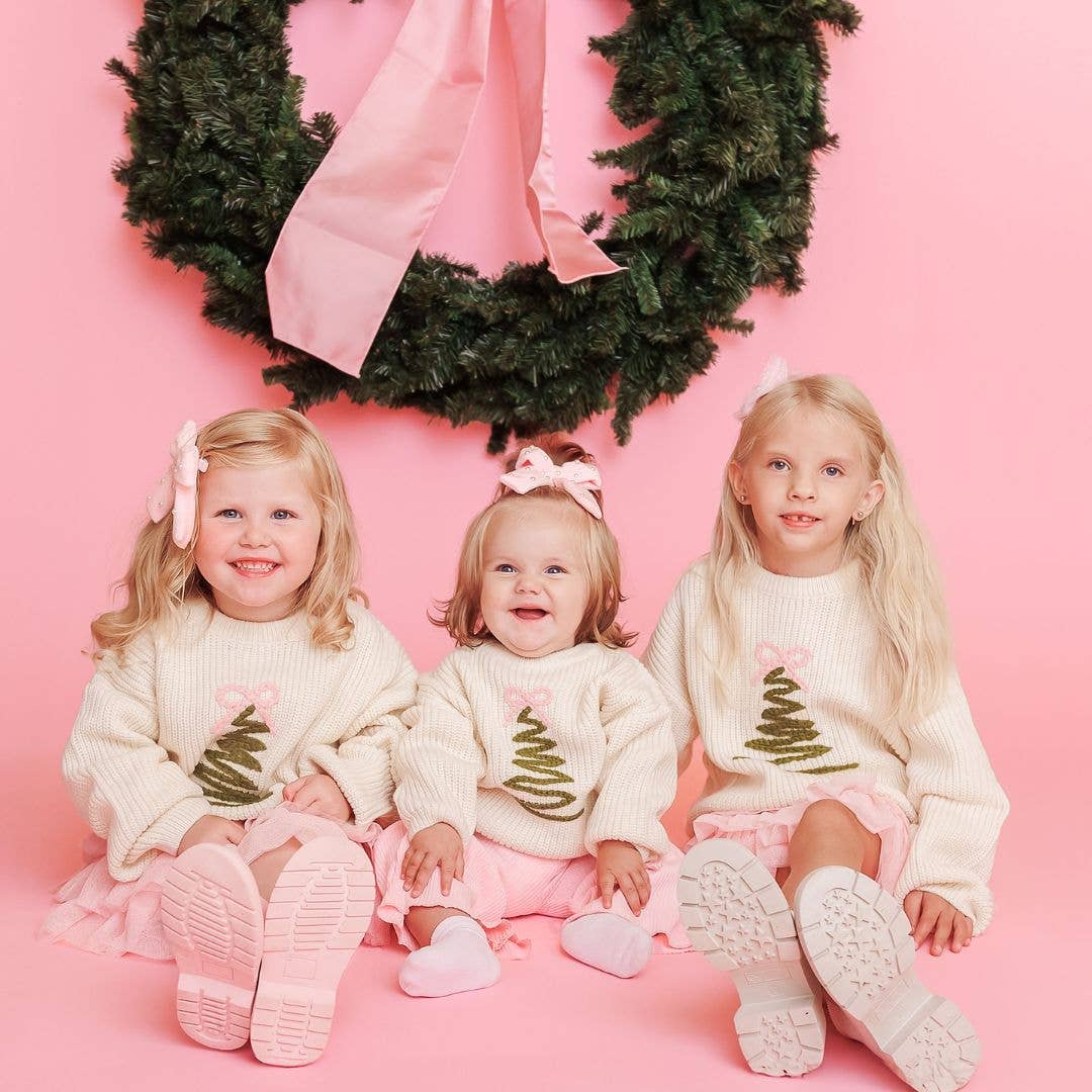 Coquette Christmas Tree Knit Sweater - Kids Clothing Holiday: 5/6