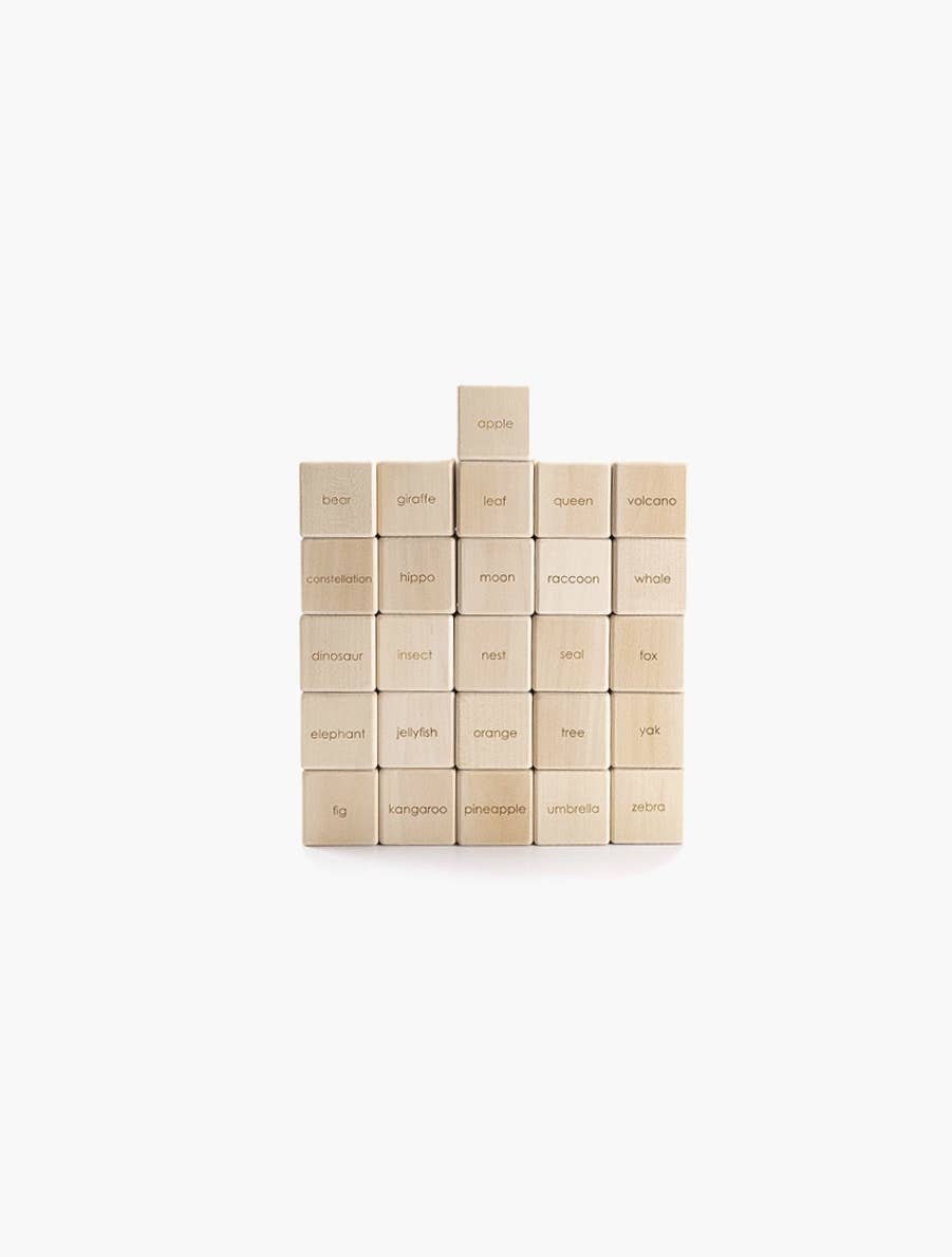 English Alphabet Block Set of Cubes for Children Wooden Toys