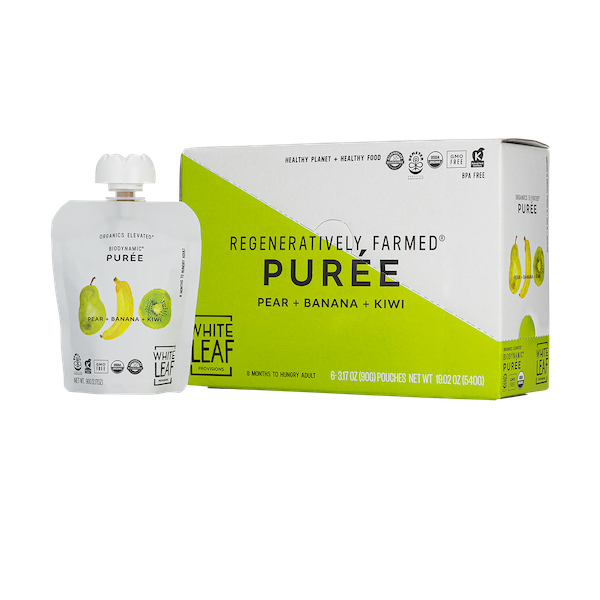 Organic Regenerative Pear+Banana+Kiwi Puree: 24 (90g) pouches