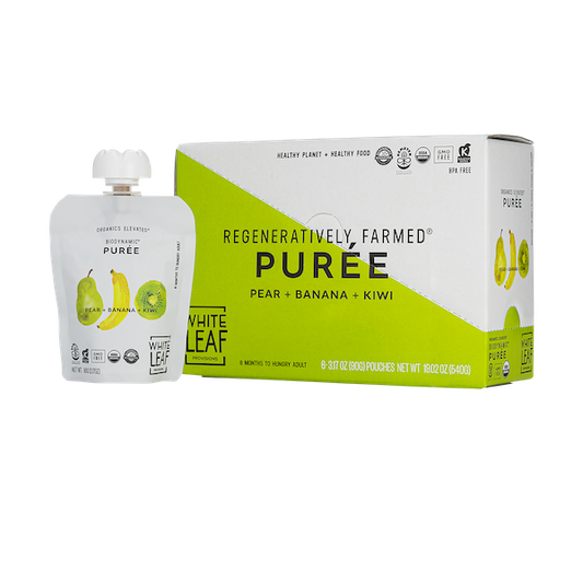 Organic Regenerative Pear+Banana+Kiwi Puree: 24 (90g) pouches