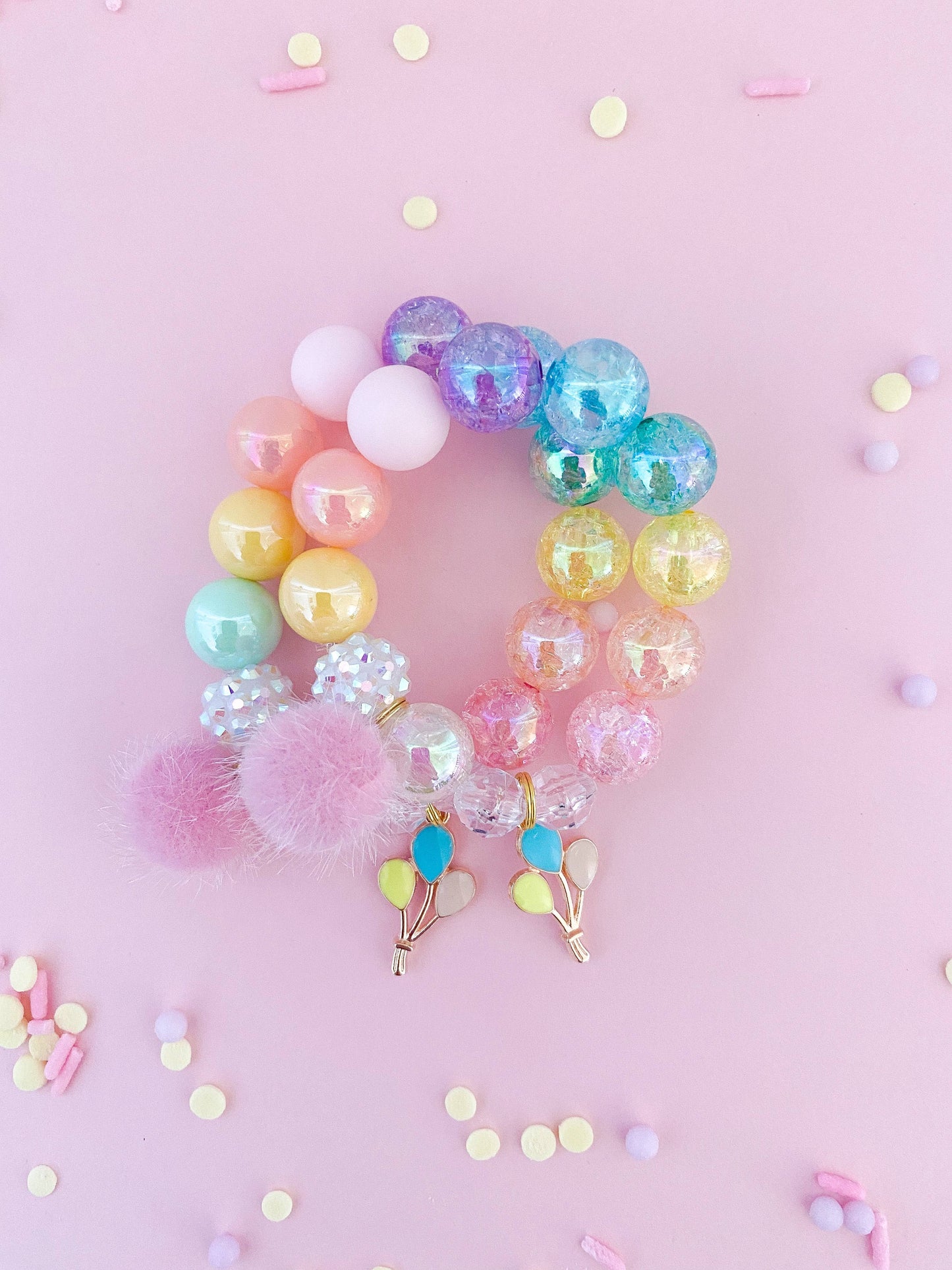 Pastel Balloon Kids Bracelet – Chunky Bead Party Jewelry