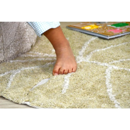 Washable Rug Mini Monstera Olive: 3' x 3'