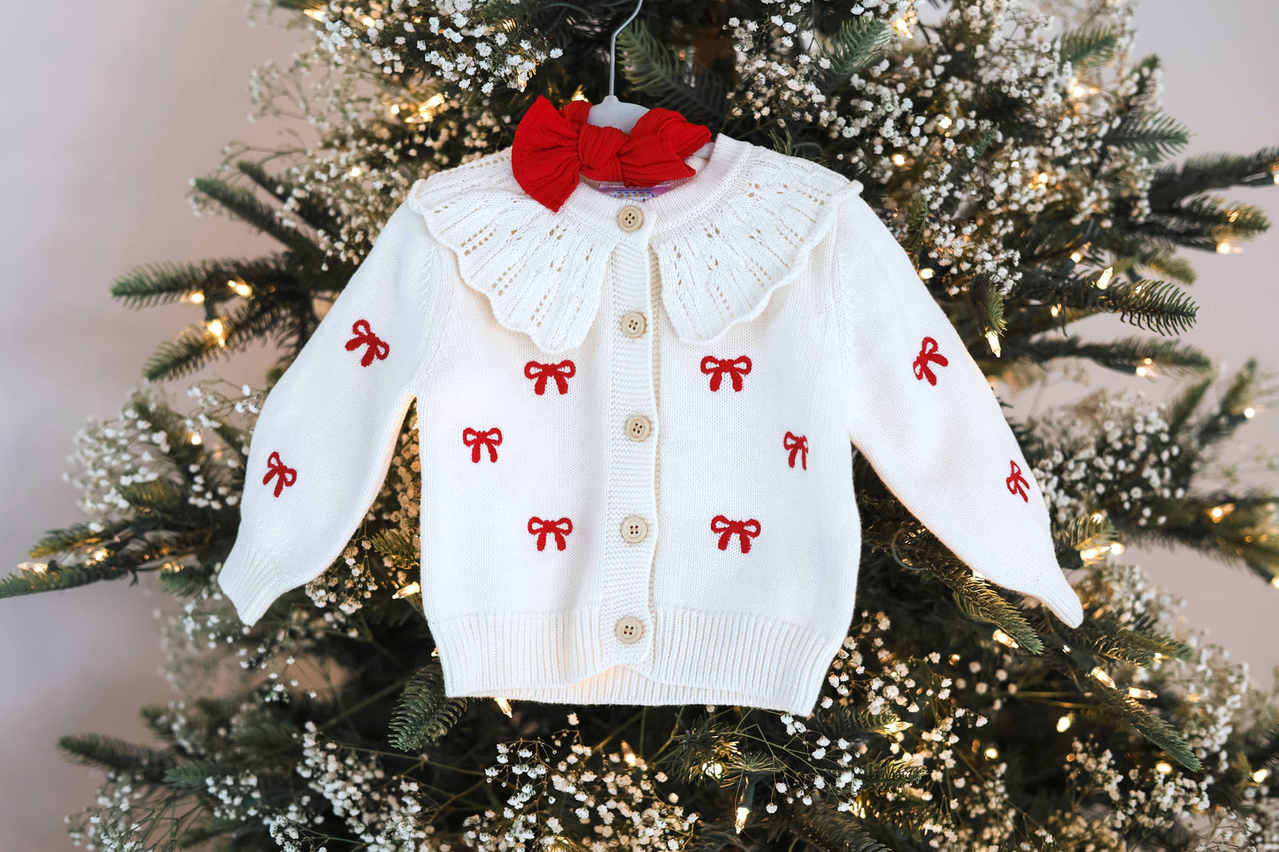 Red Bow Cardigan: 6-12 month