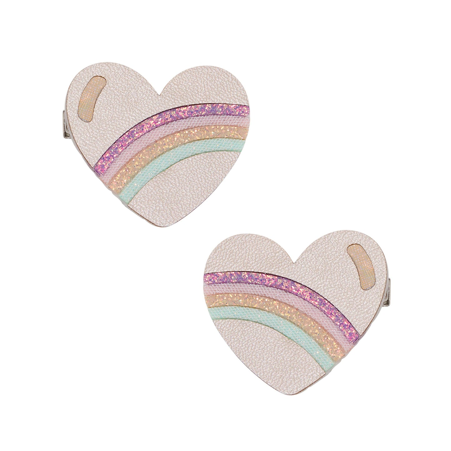 Rainbow Stripe Heart Salon Hair Clips