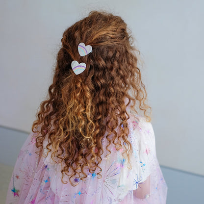 Rainbow Stripe Heart Salon Hair Clips