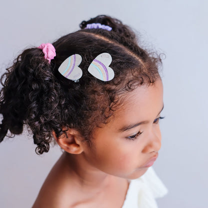 Rainbow Stripe Heart Salon Hair Clips