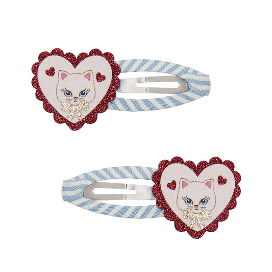 Scalloped Kitty Hair Clips