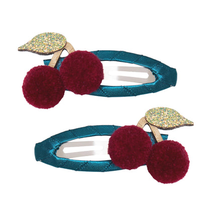 Pom Pom Cherries Hair Clips