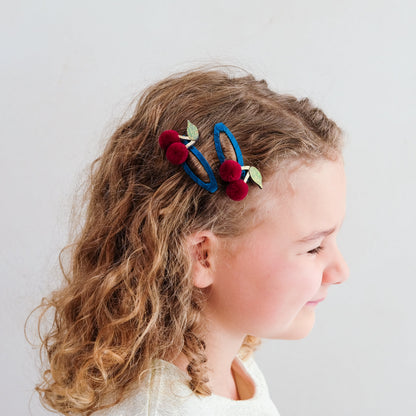 Pom Pom Cherries Hair Clips