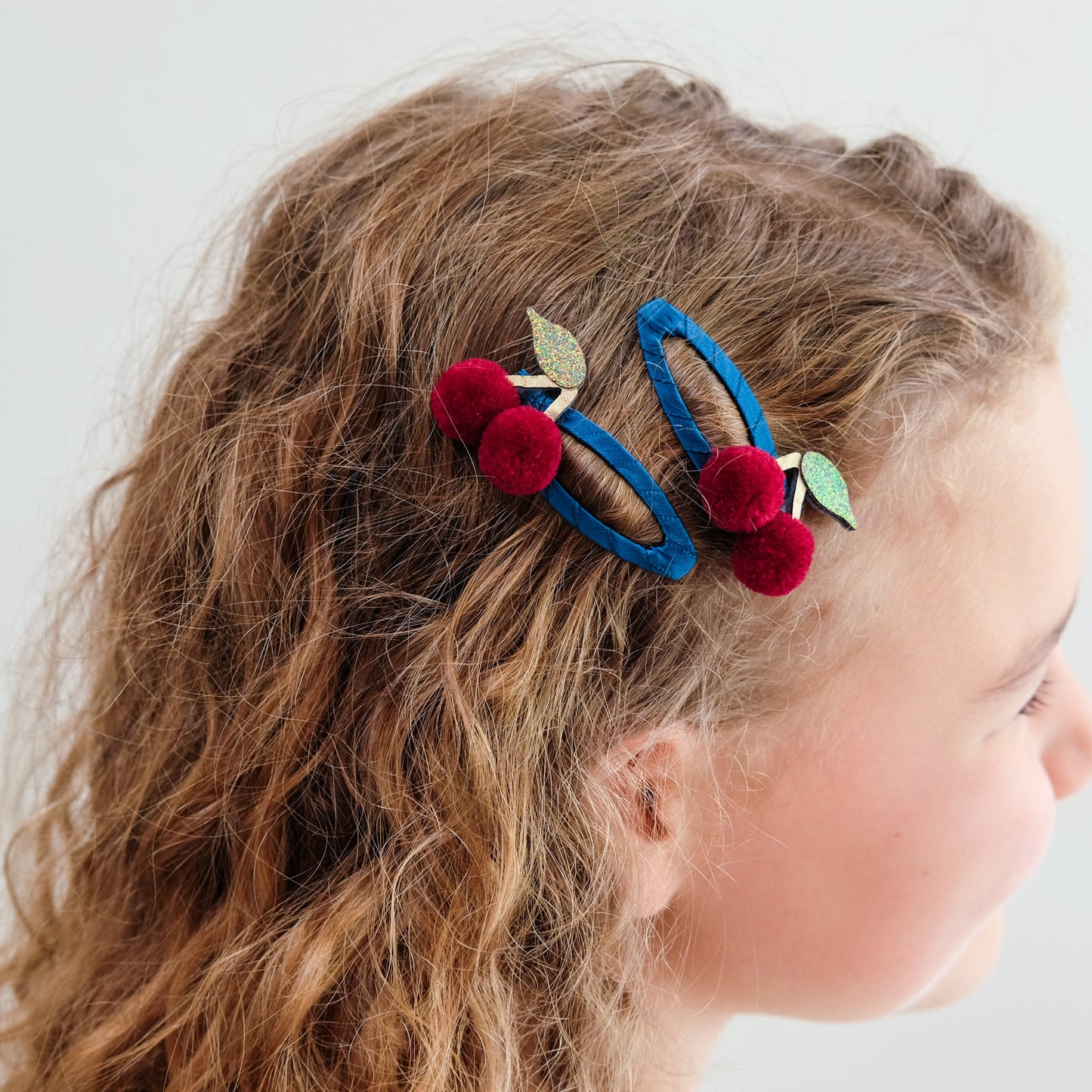 Pom Pom Cherries Hair Clips